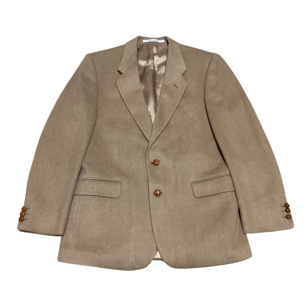 Vtg Camelhair Sport Coat Sz 42R Tan 2 Button Made In England Buckingham Mens